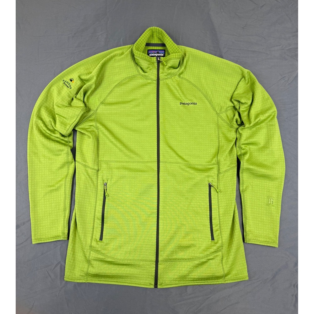 Patagonia‎ Bandon Dunes R1 Full Zip Fleece Jacket Mens XL Lime Green Polartec